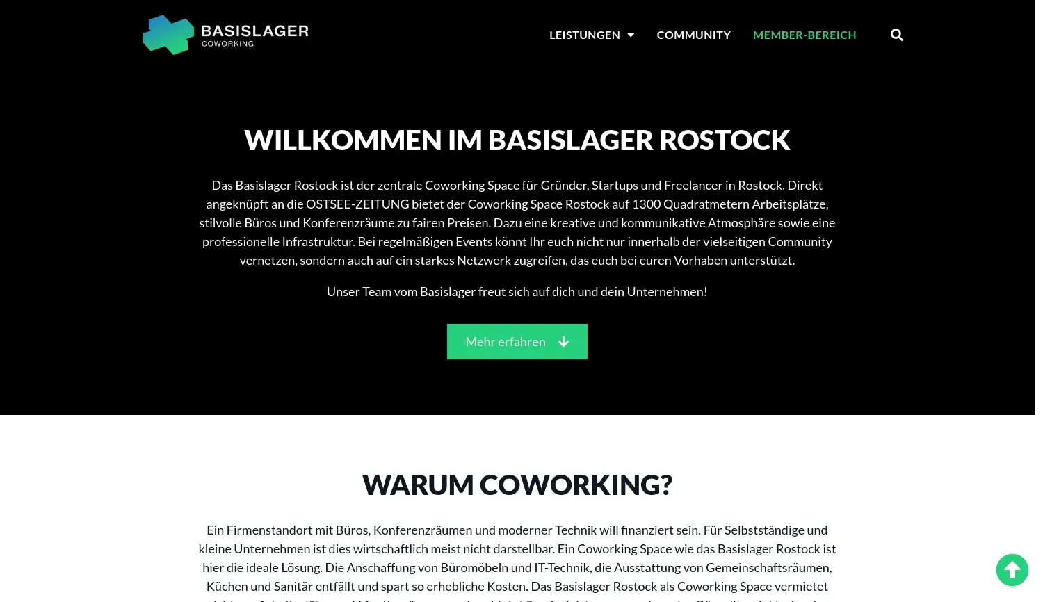 Website der Firma Basislager Coworking GmbH