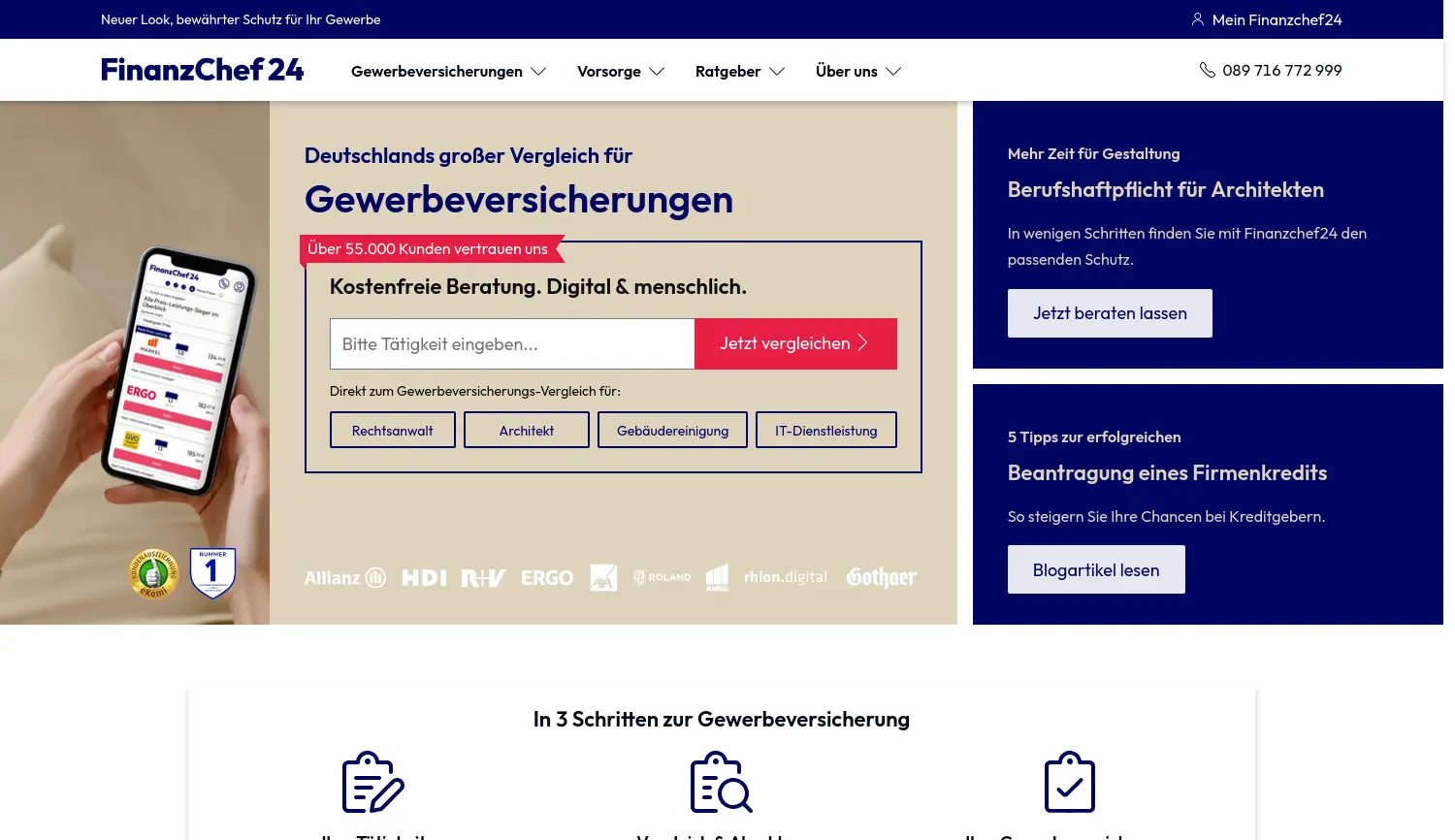 Website der Firma Finanzchef24 GmbH