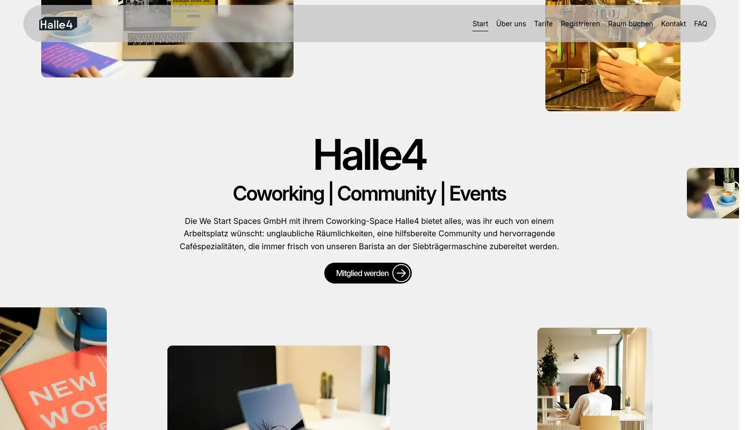 Website der Firma Halle 4