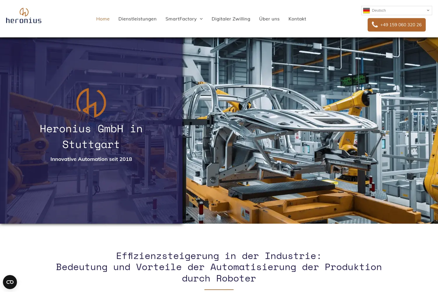 Website der Firma Heronius GmbH