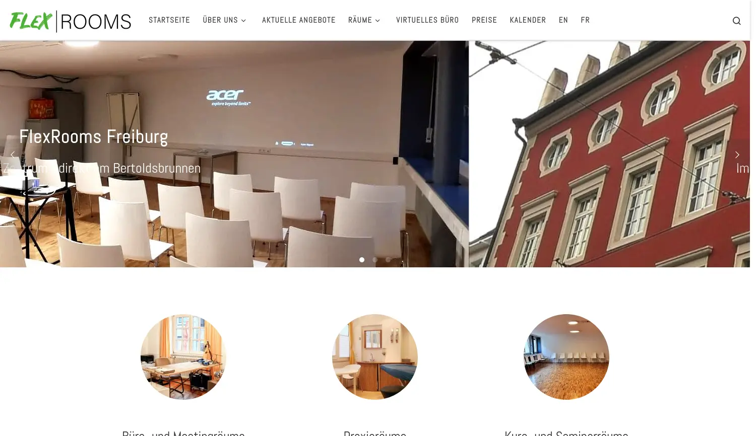 Website der Firma FlexRooms