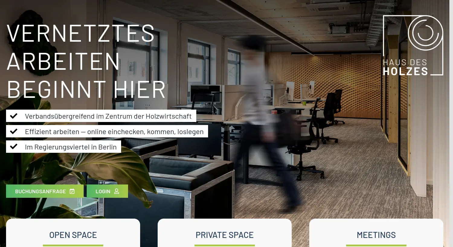 Website der Firma Haus des Holzes