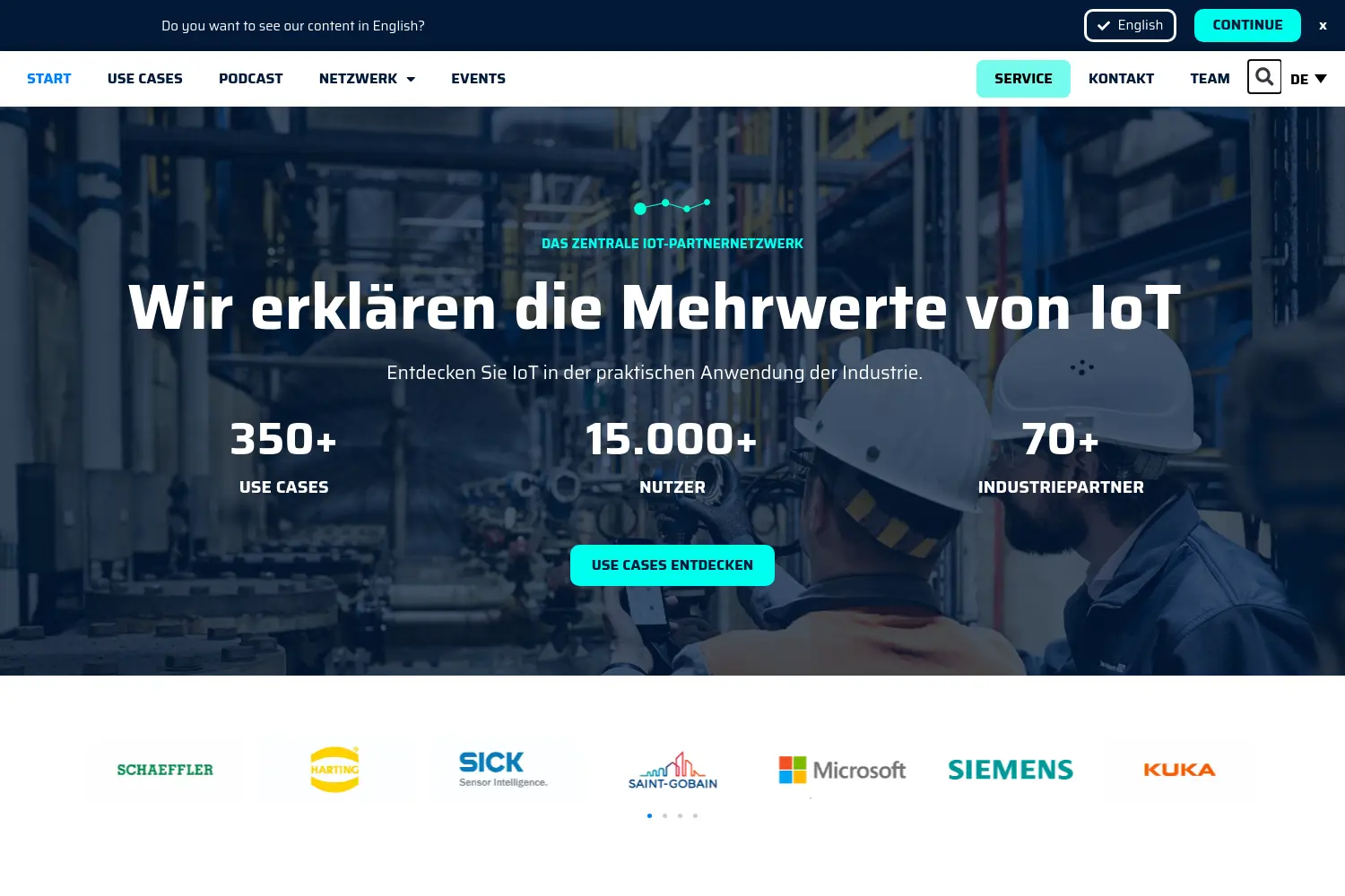 Website der Firma IIoT Use Case GmbH