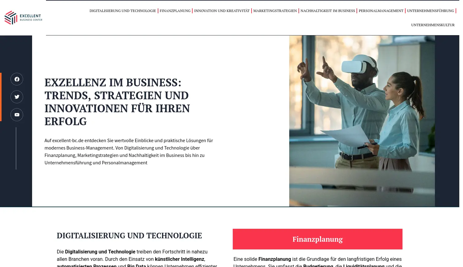 Website der Firma Excellent Business Center