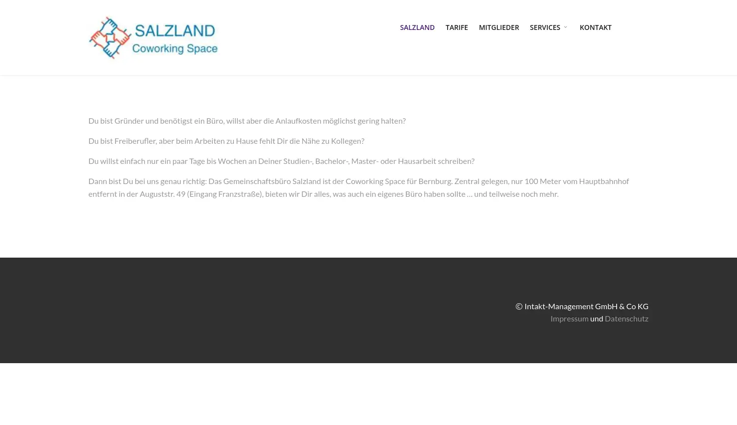 Website der Firma Intakt-Management GmbH & Co. KG