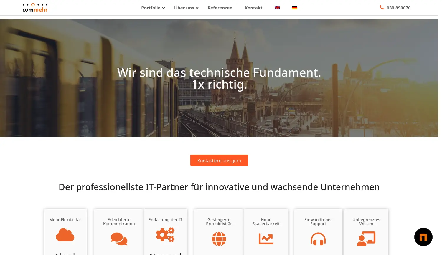 Website der Firma commehr GmbH