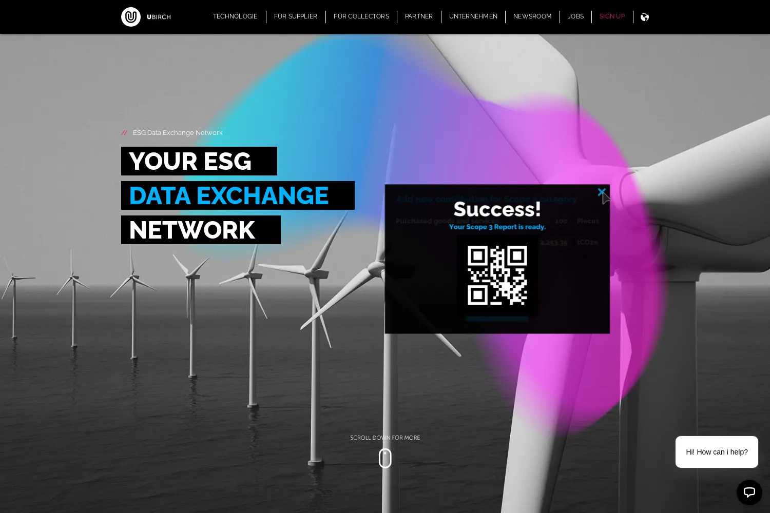 Website der Firma Ubirch GmbH