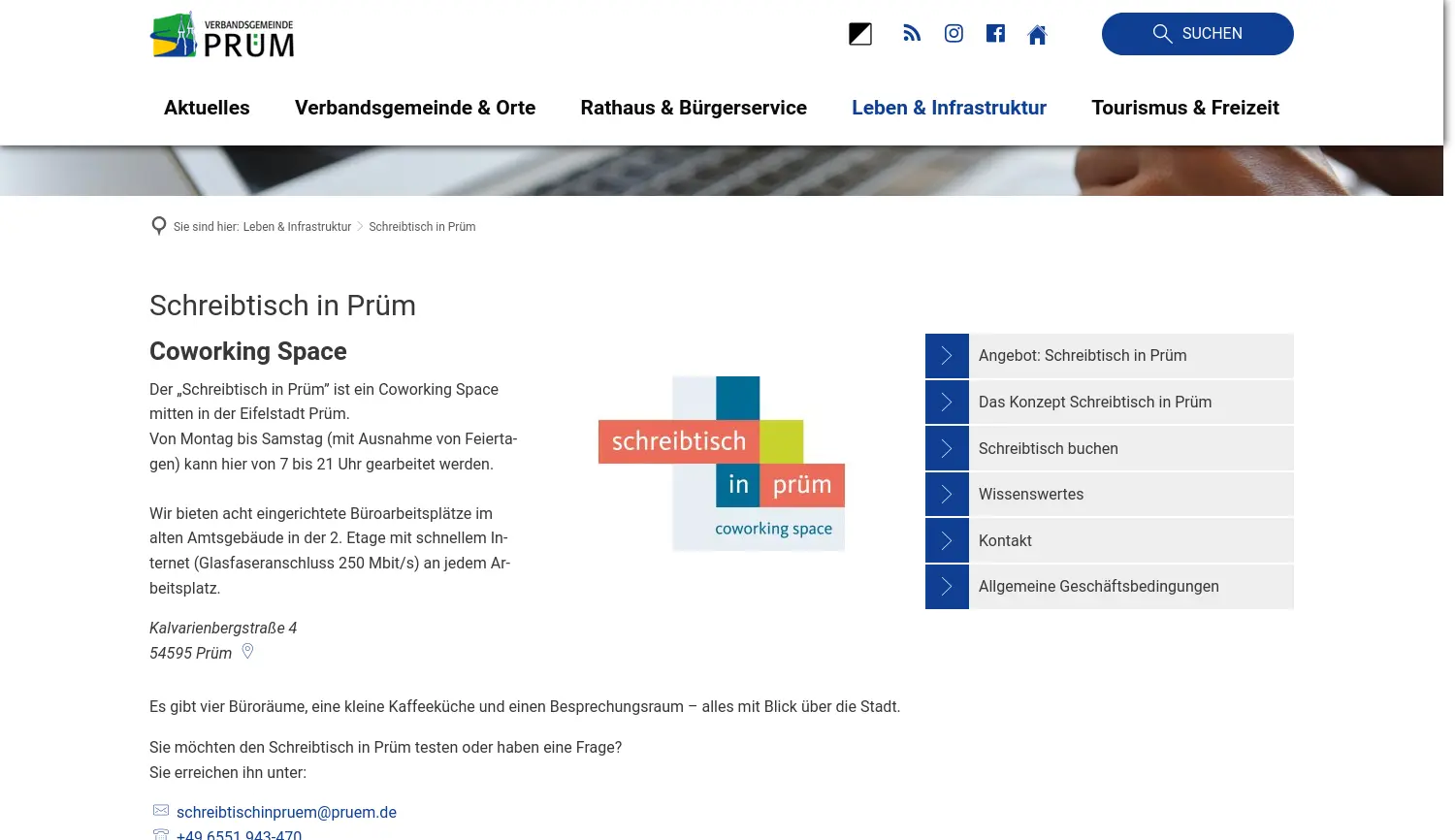 Website der Firma Verbandsgemeinde Prüm