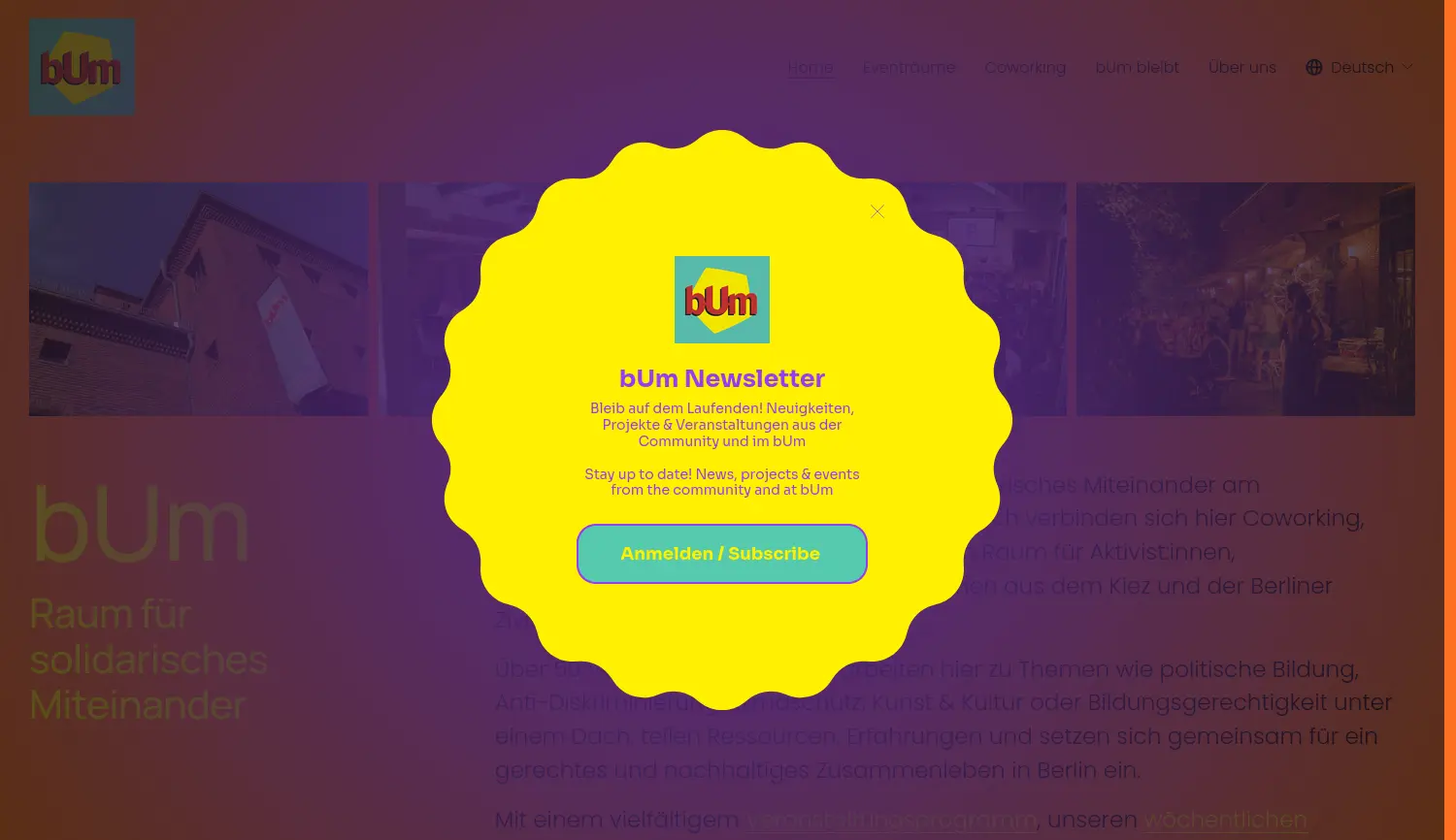 Website der Firma bUm Berlin GmbH