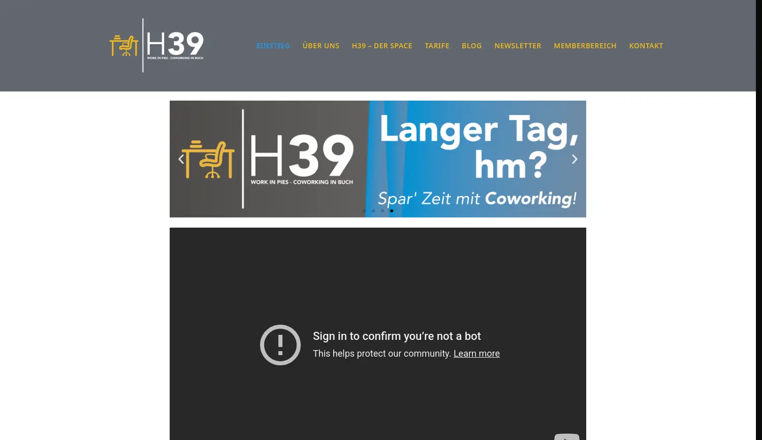Website der Firma H39 - Coworking in Buch