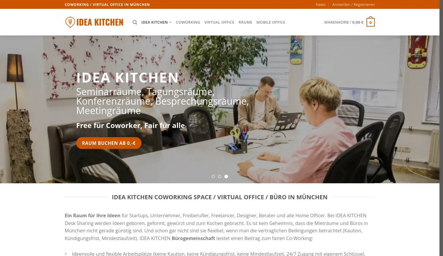 Website der Firma Idea Kitchen