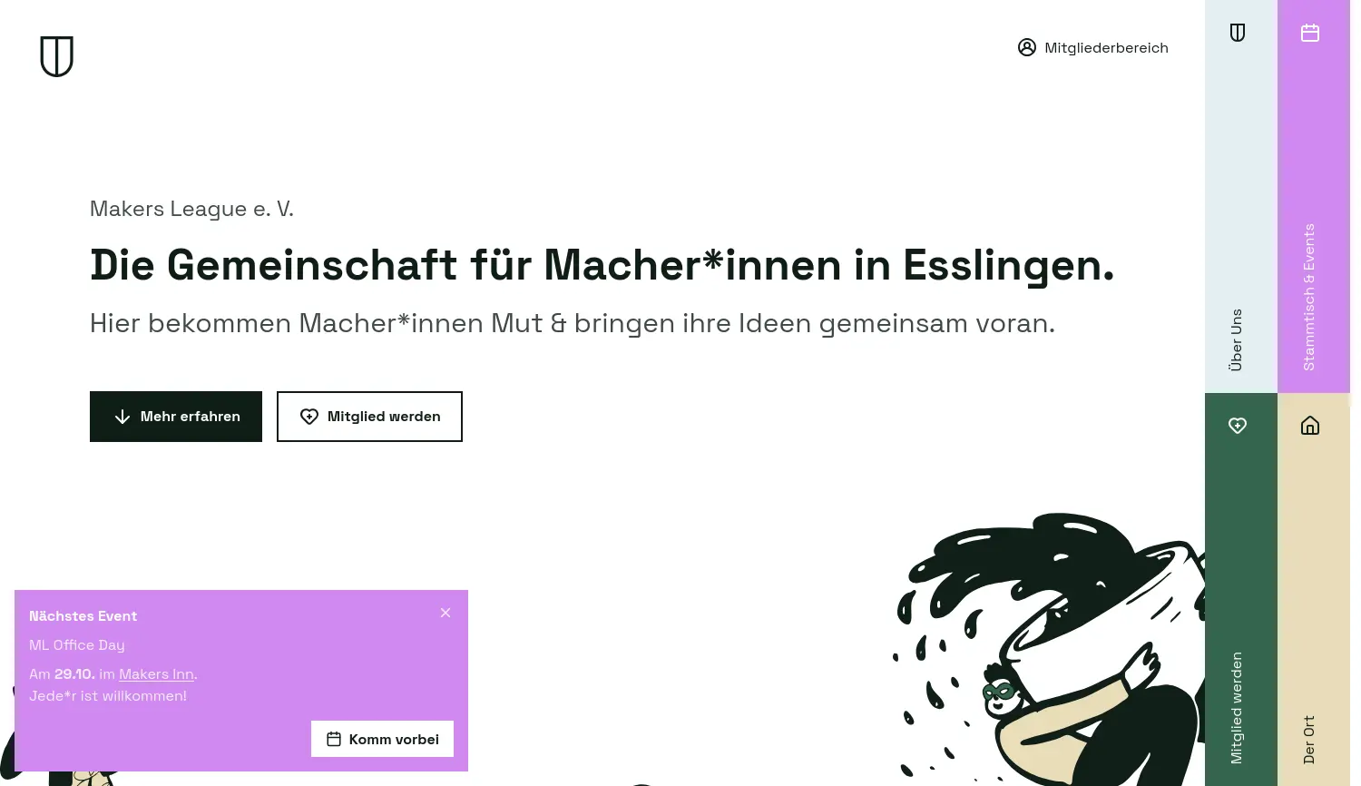 Website der Firma Makers League e. V.