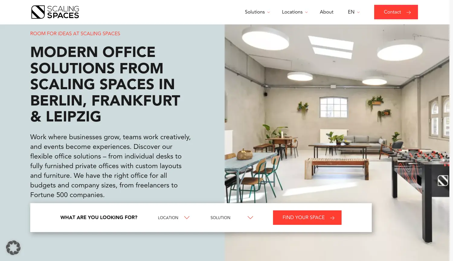 Website der Firma Scaling Spaces