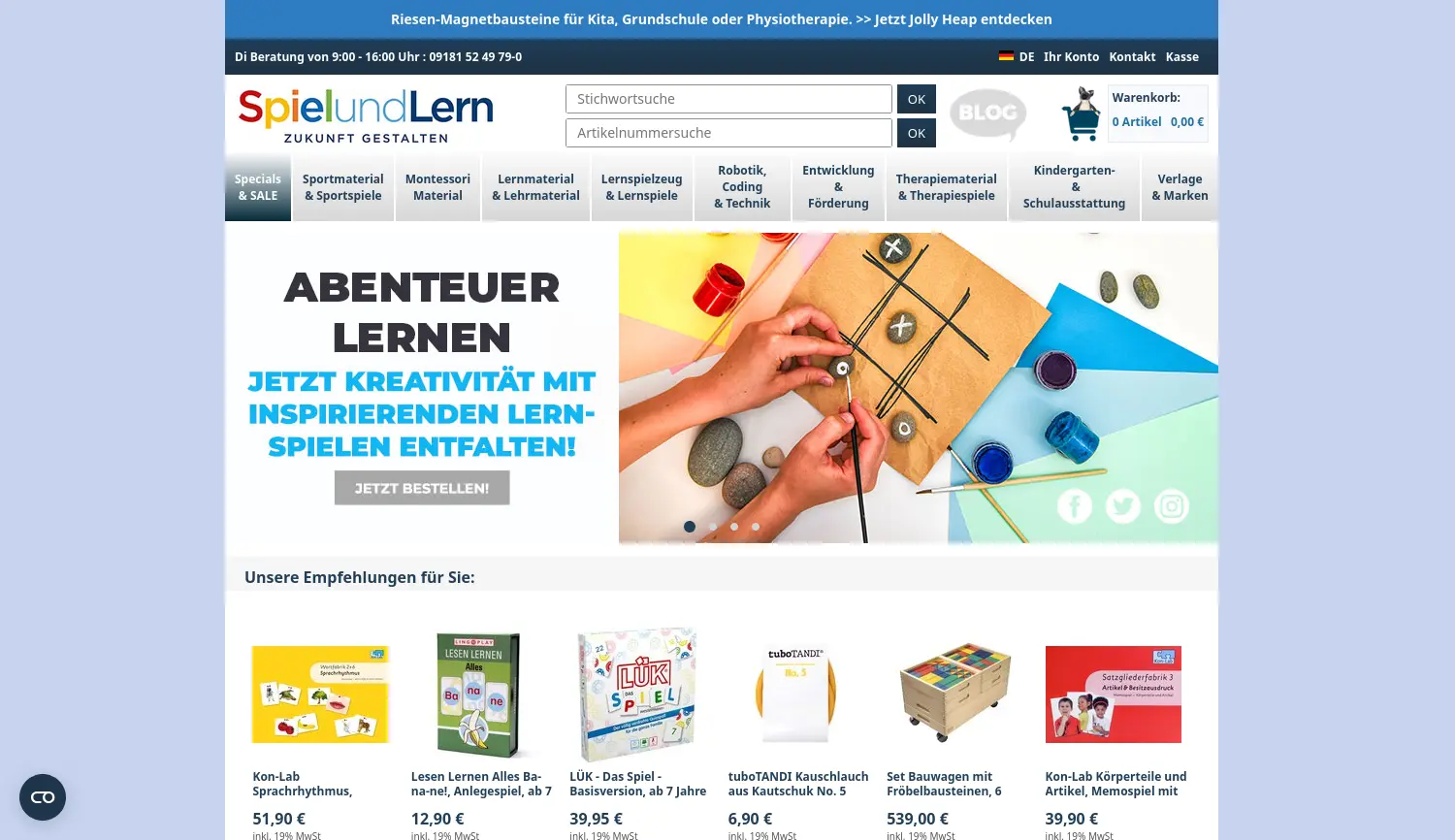 Website der Firma SpielundLern.de e.K.