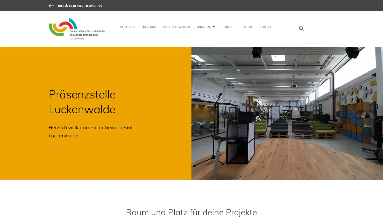 Website der Firma Hochschulpräsenzstelle Luckenwalde