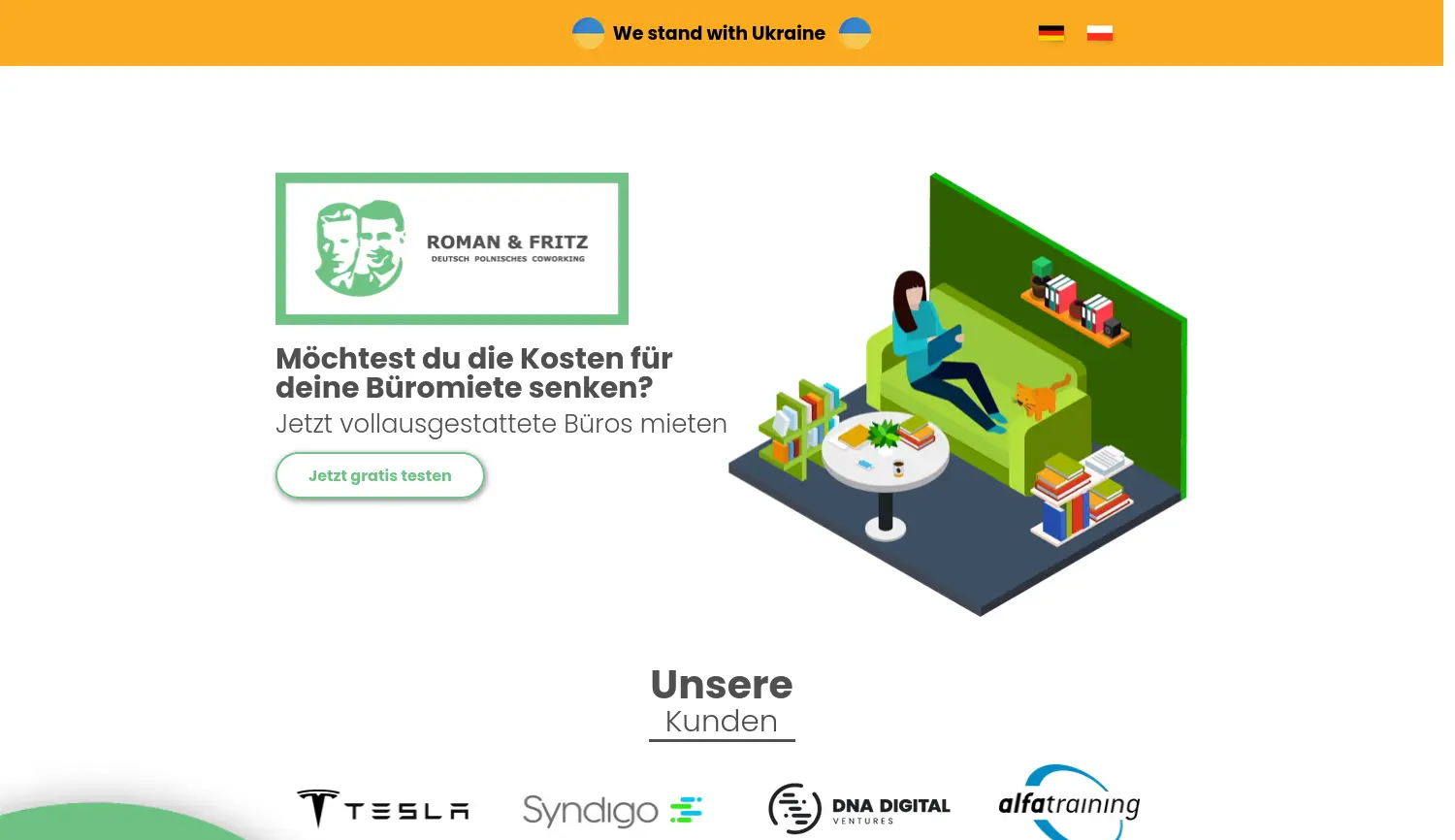 Website der Firma Roman & Fritz Coworking