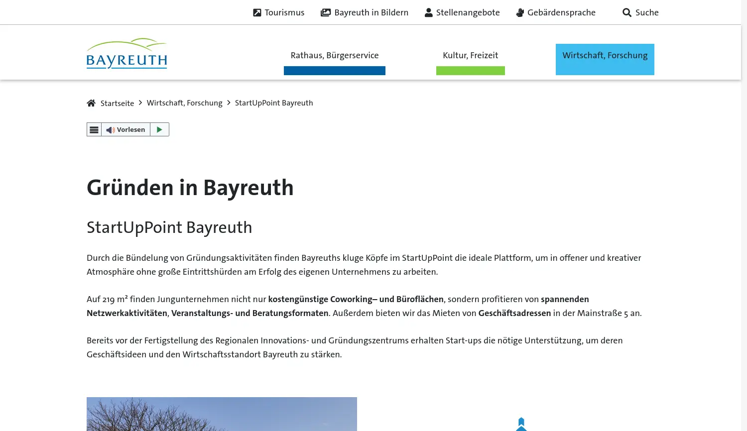 Website der Firma Stadt Bayreuth