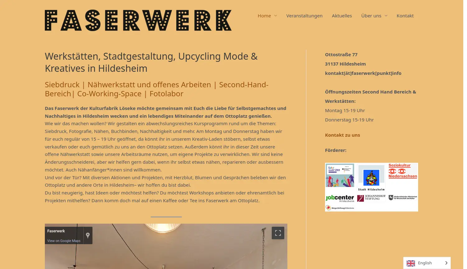 Website der Firma Faserwerk gGmbH
