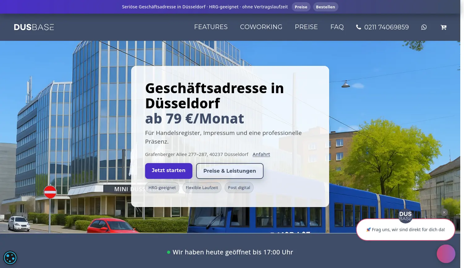 Website der Firma dusBASE GmbH