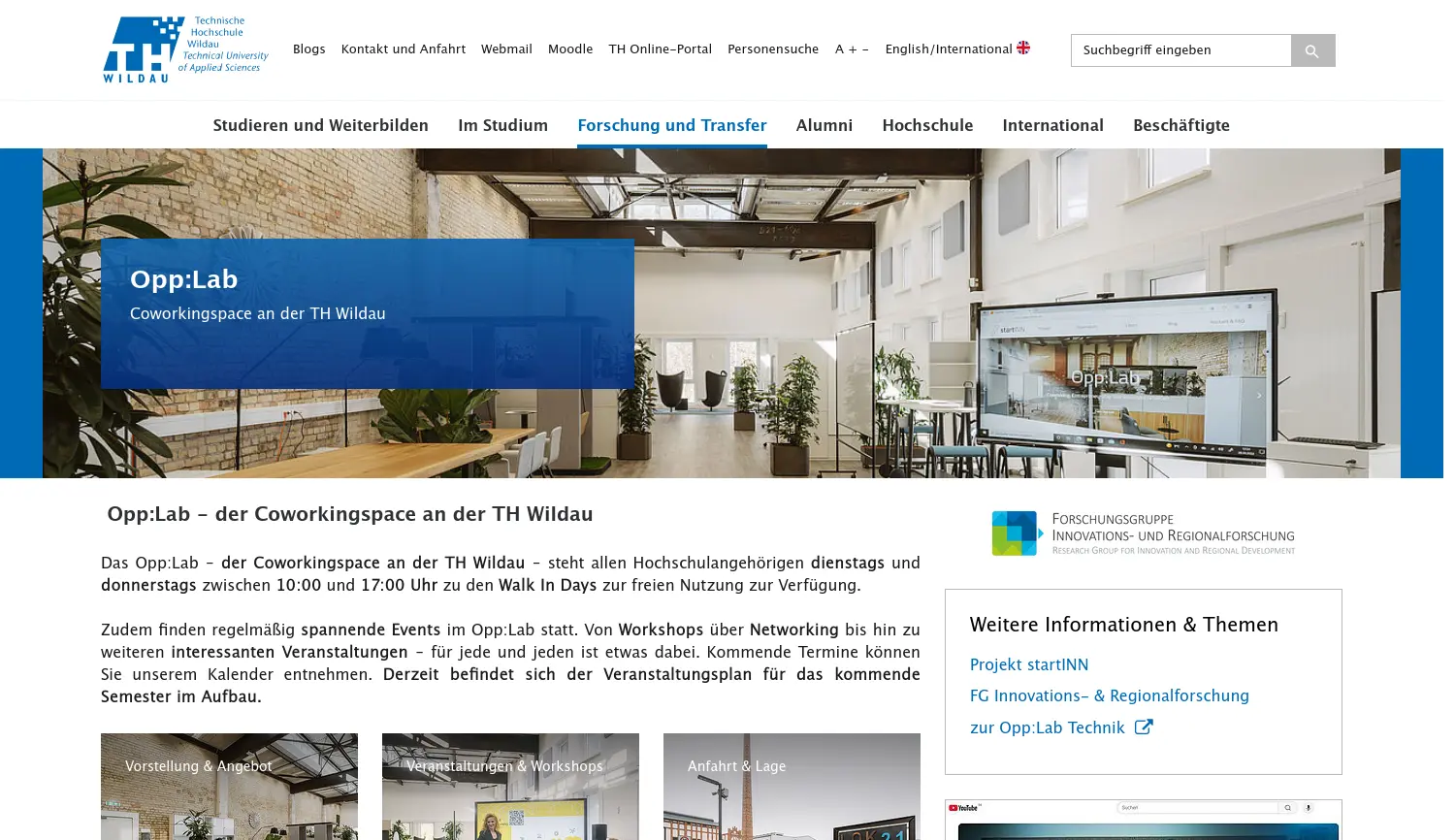 Website der Firma Opp:Lab