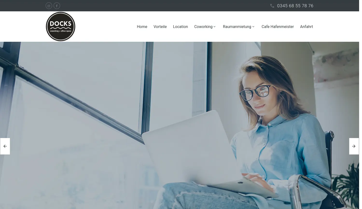 Website der Firma DOCKS Coworking GmbH