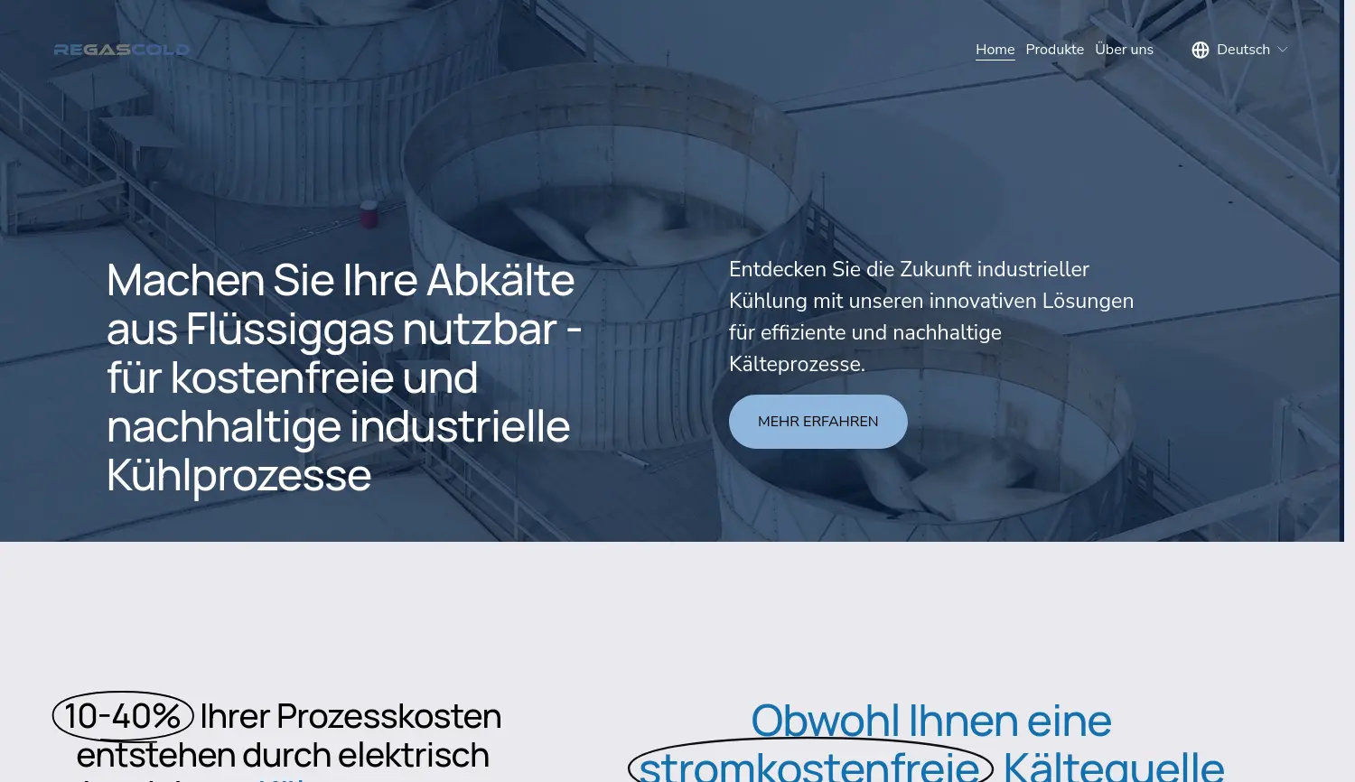 Website der Firma Regascold GmbH