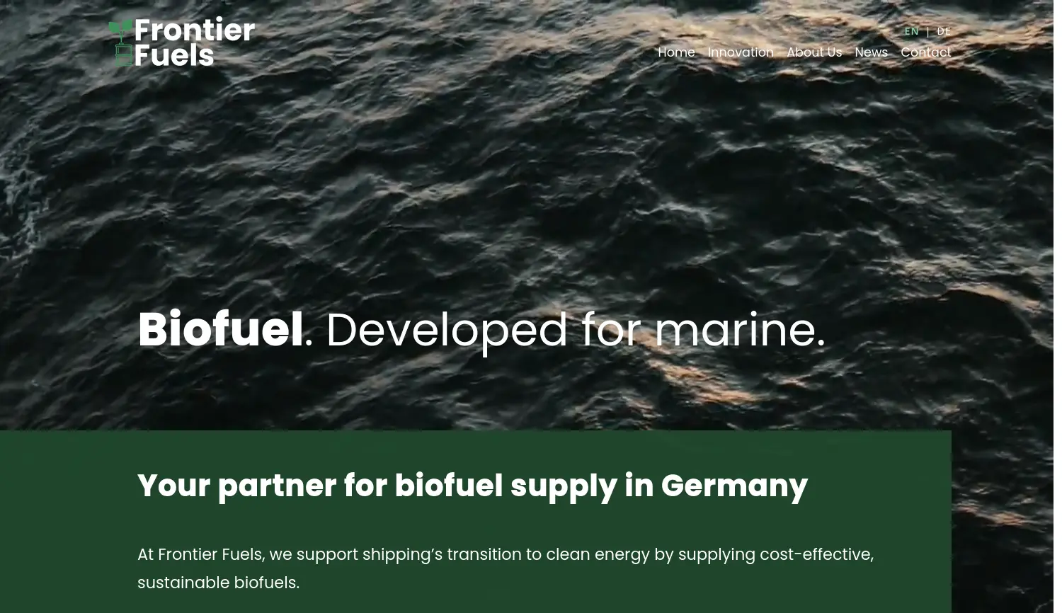 Website der Firma FF Frontier Fuels GmbH