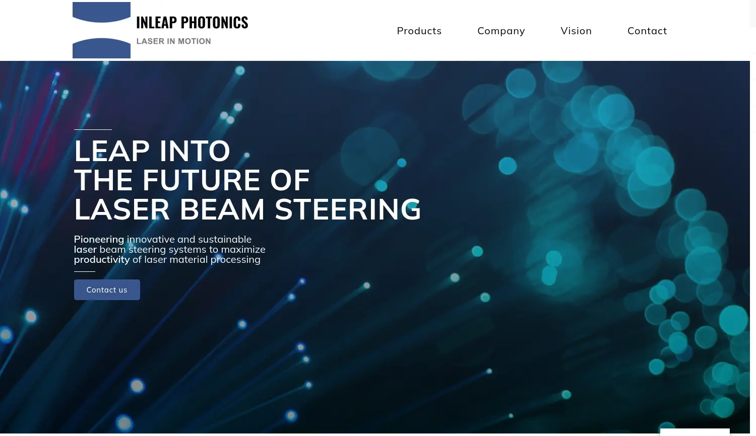 Website der Firma INLEAP Photonics GmbH