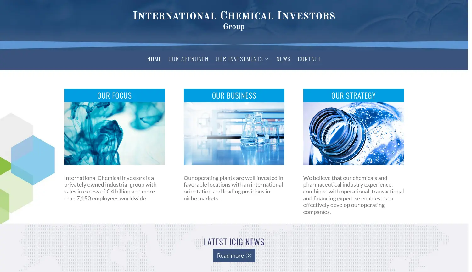 Website der Firma ICI Holding SE