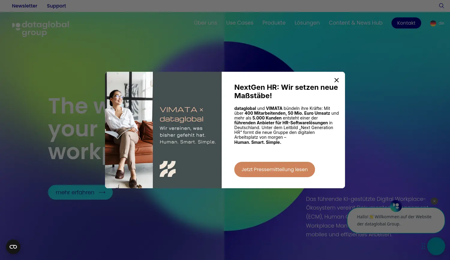 Website der Firma dataglobal Group GmbH