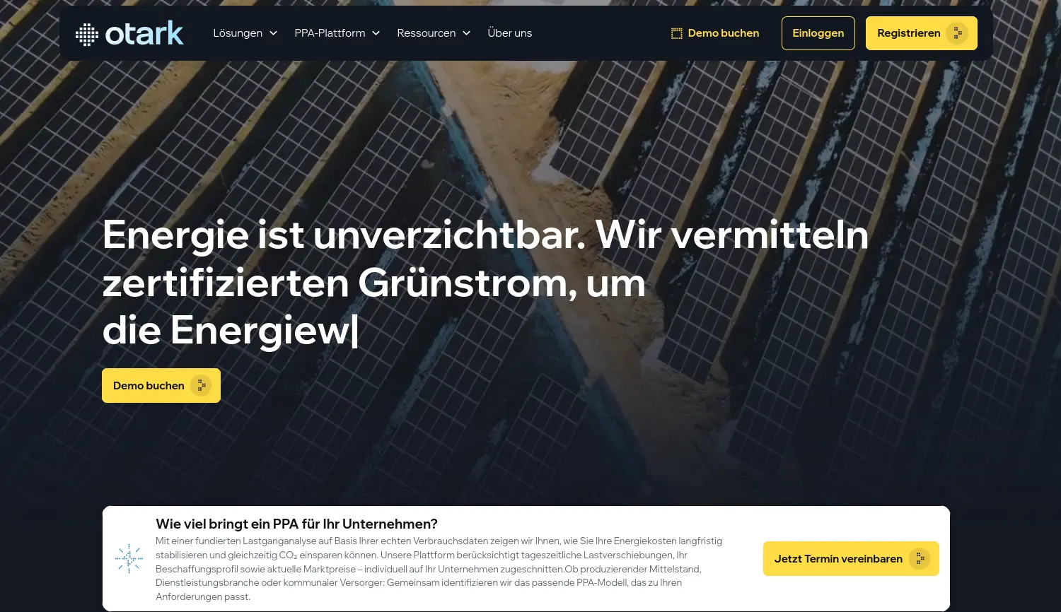 Website der Firma Otark GmbH