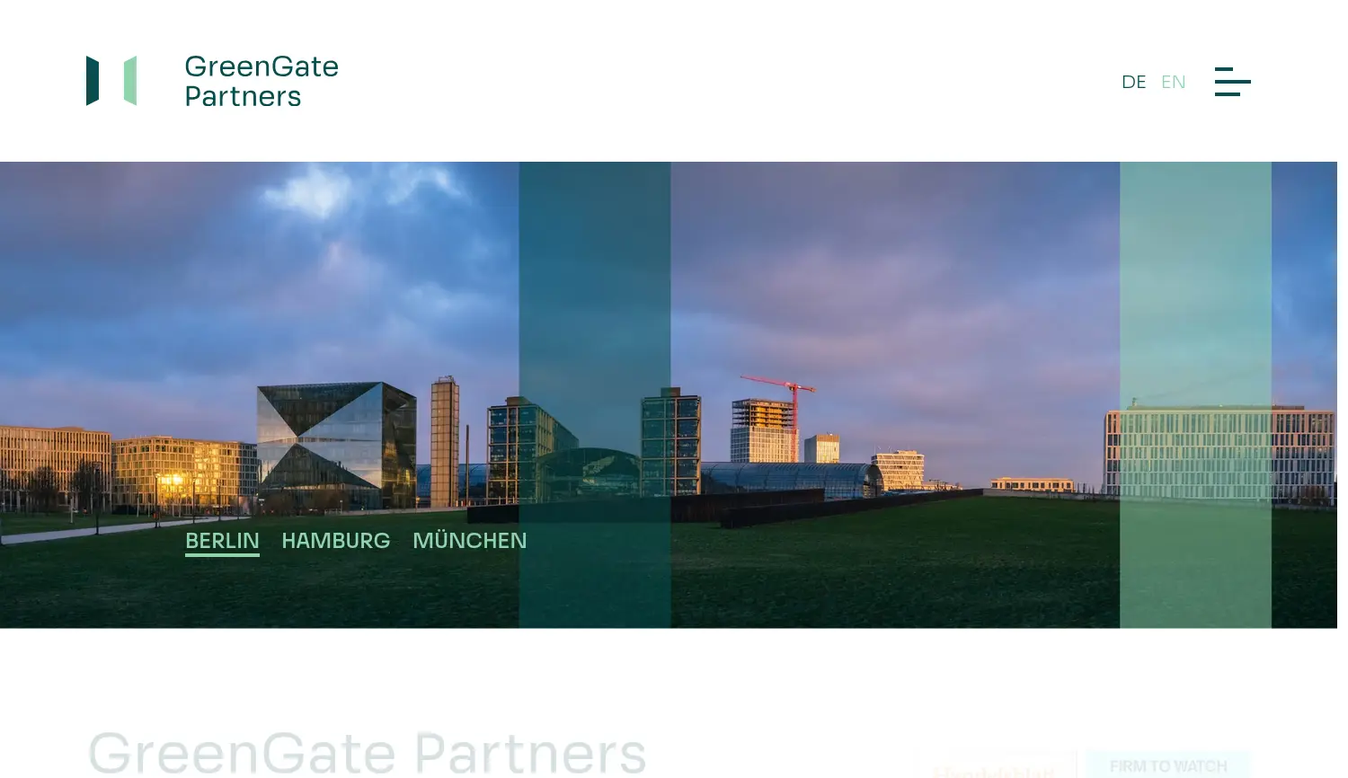 Website der Firma GreenGate Partners Rechtsanwaltsgesellschaft mbH & Co. KG