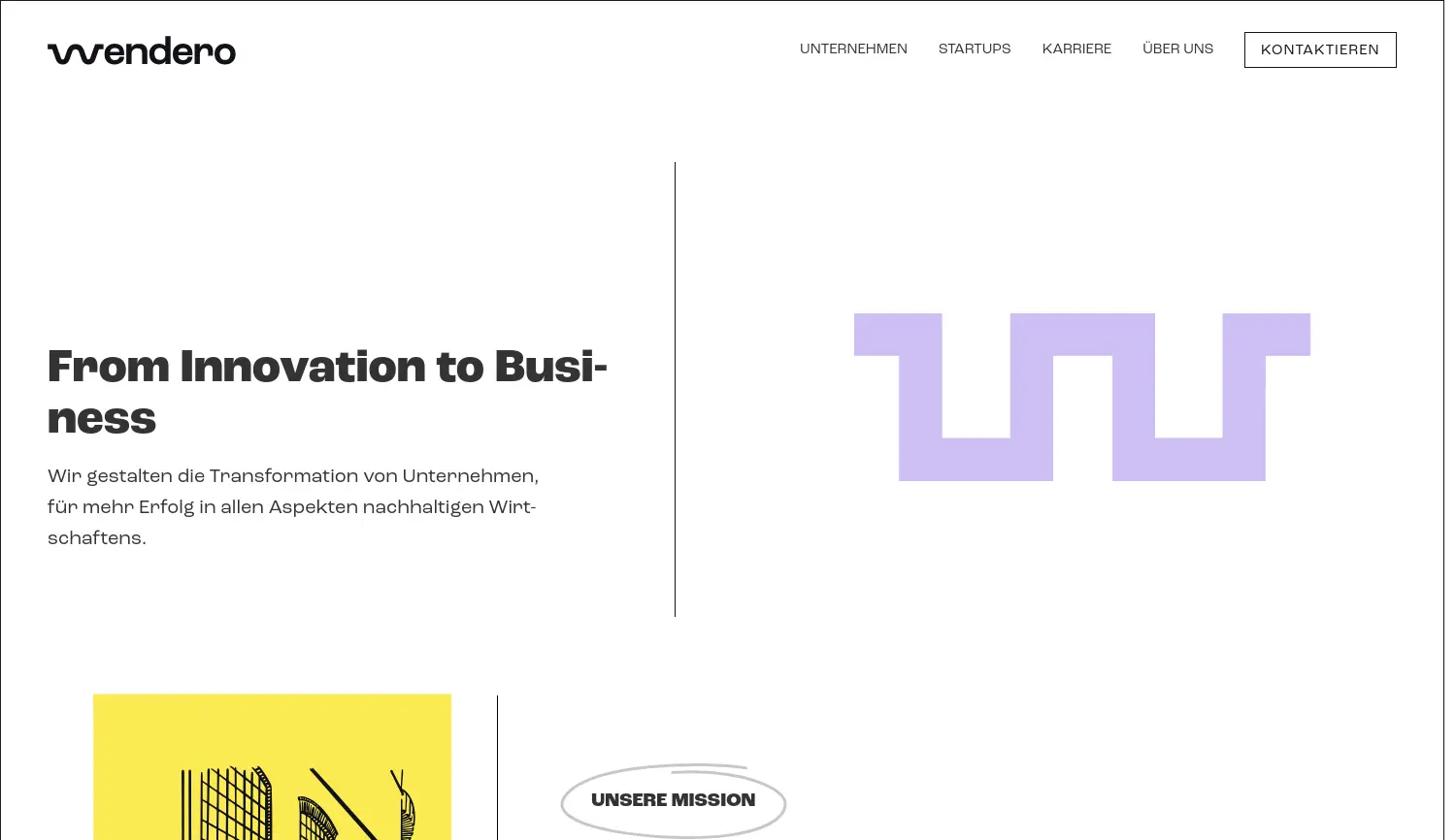 Website der Firma Wendero GmbH