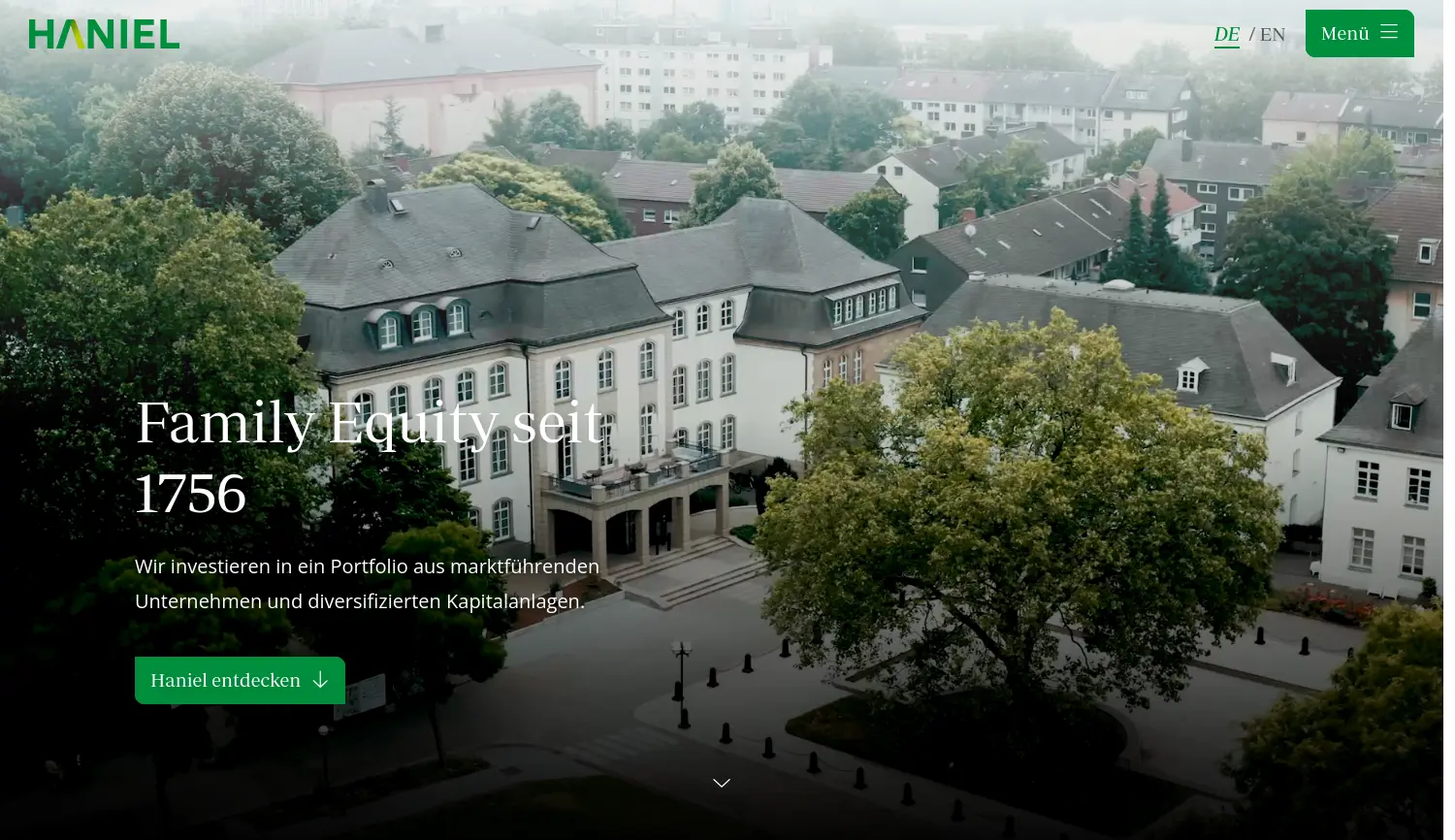 Website der Firma Franz Haniel & Cie. GmbH