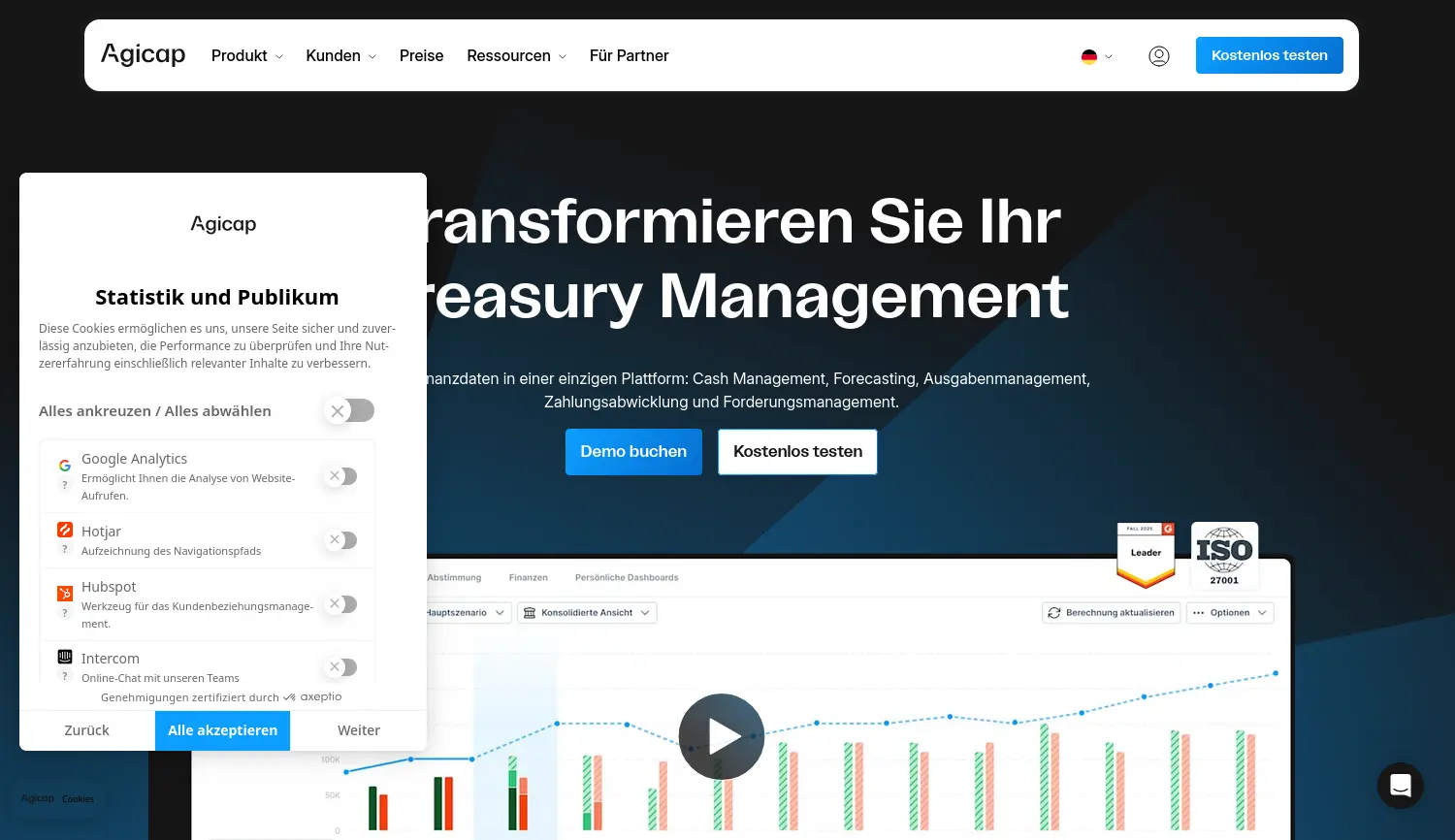 Website der Firma AGICAP GmbH