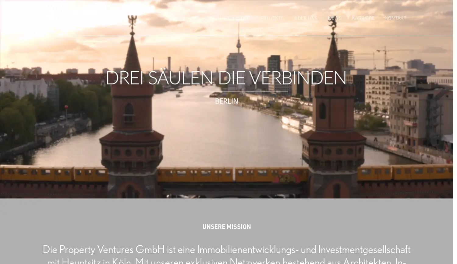 Website der Firma Property Ventures GmbH