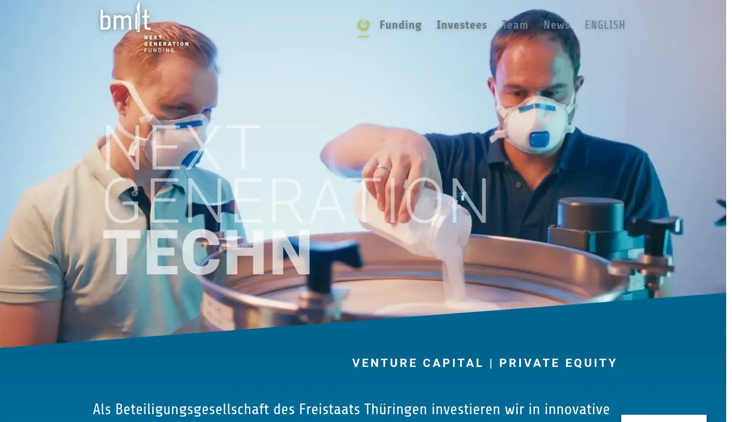 Website der Firma bm|t beteiligungsmanagement thüringen gmbh