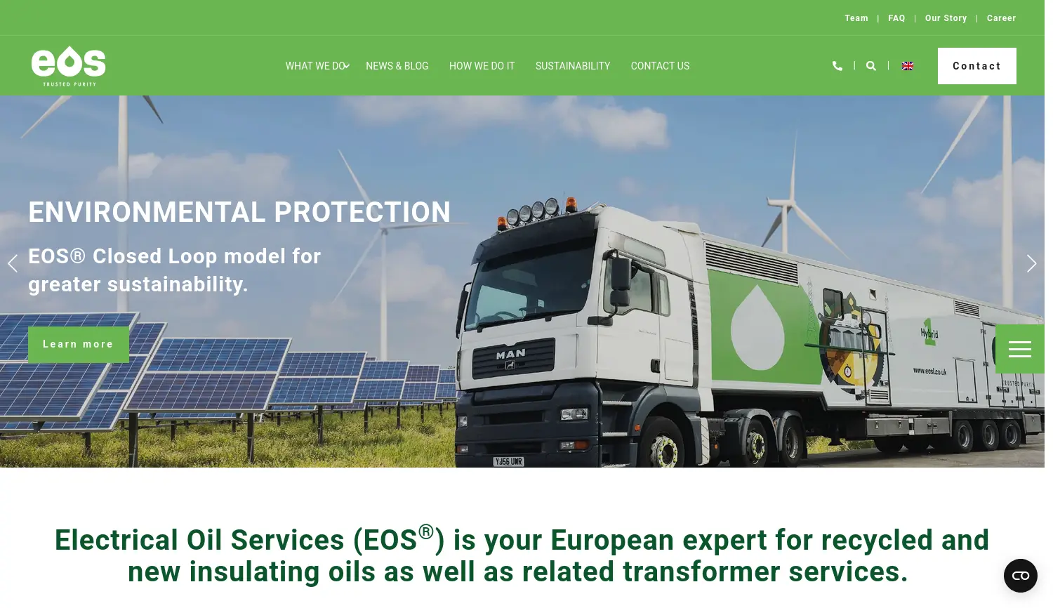 Website der Firma Electrical Oil Services GmbH