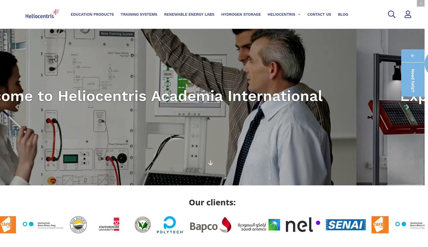 Website der Firma Heliocentris Academia International GmbH