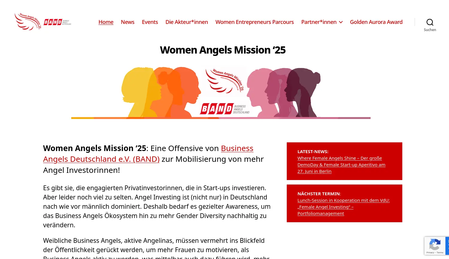 Website der Firma Business Angels Deutschland e.V. (BAND)