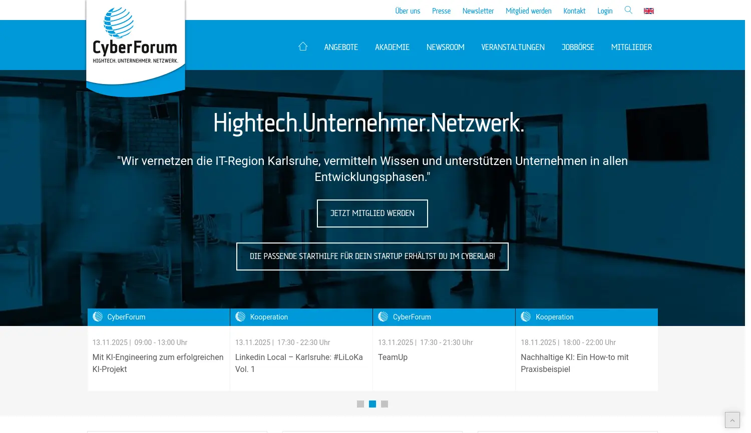 Website der Firma CyberForum e.V.