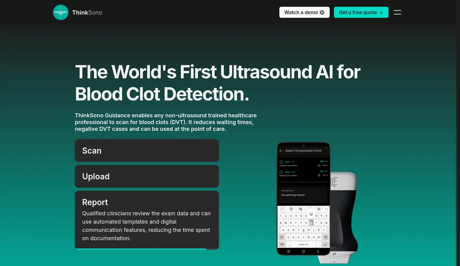 Website der Firma ThinkSono GmbH