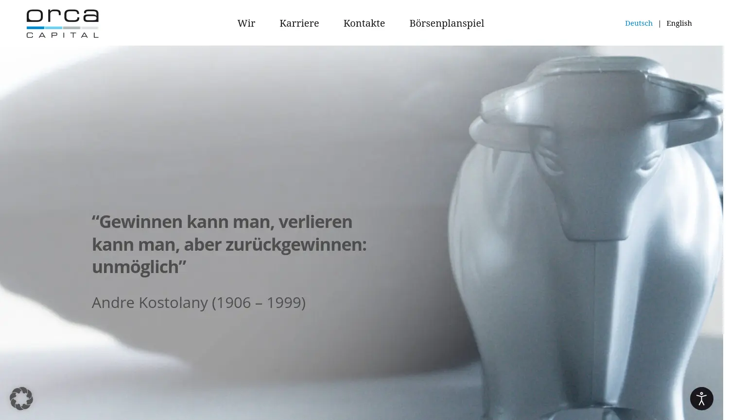 Website der Firma Orca Capital AG