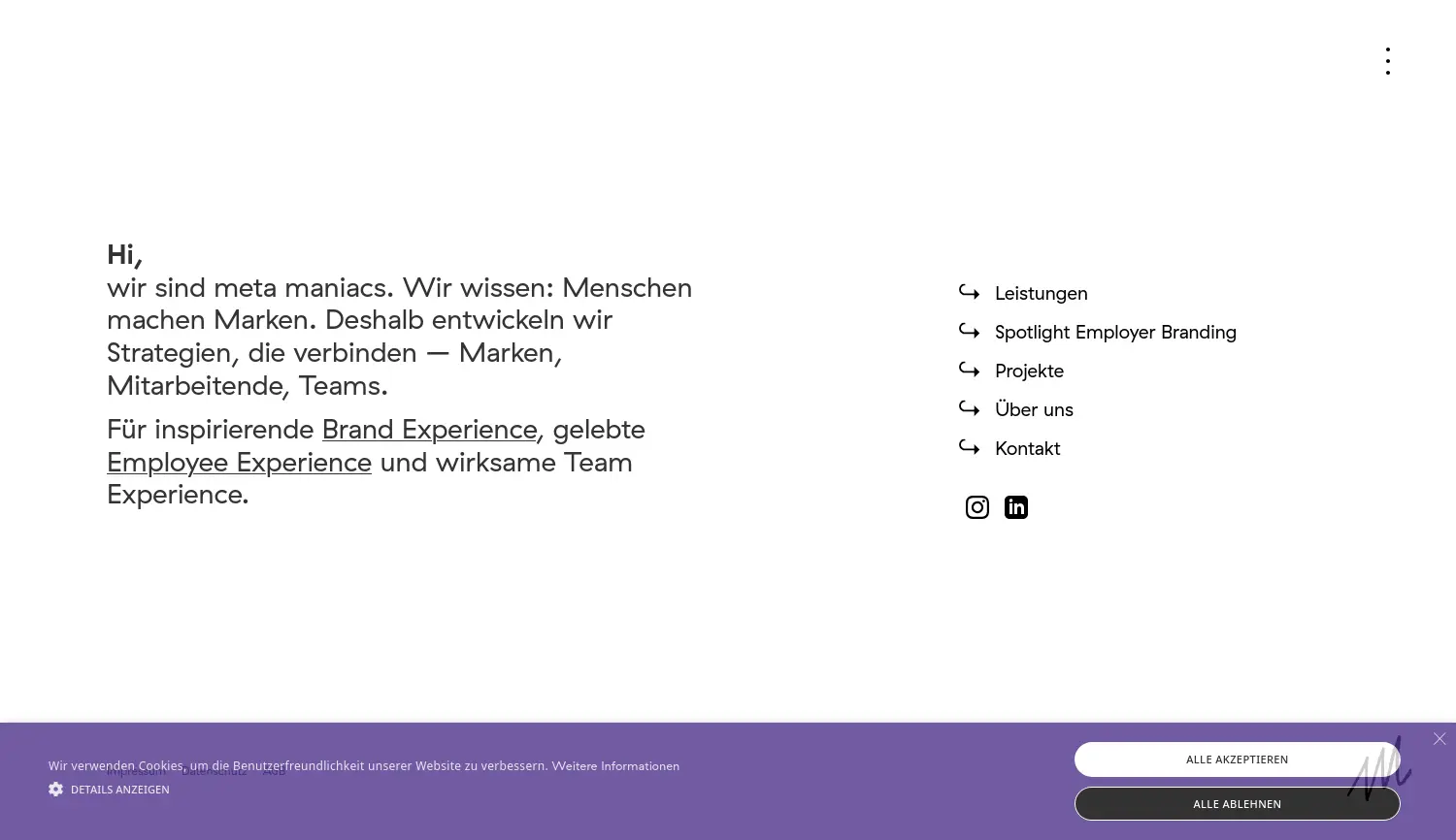Website der Firma META MANIACS GmbH & Co. KG