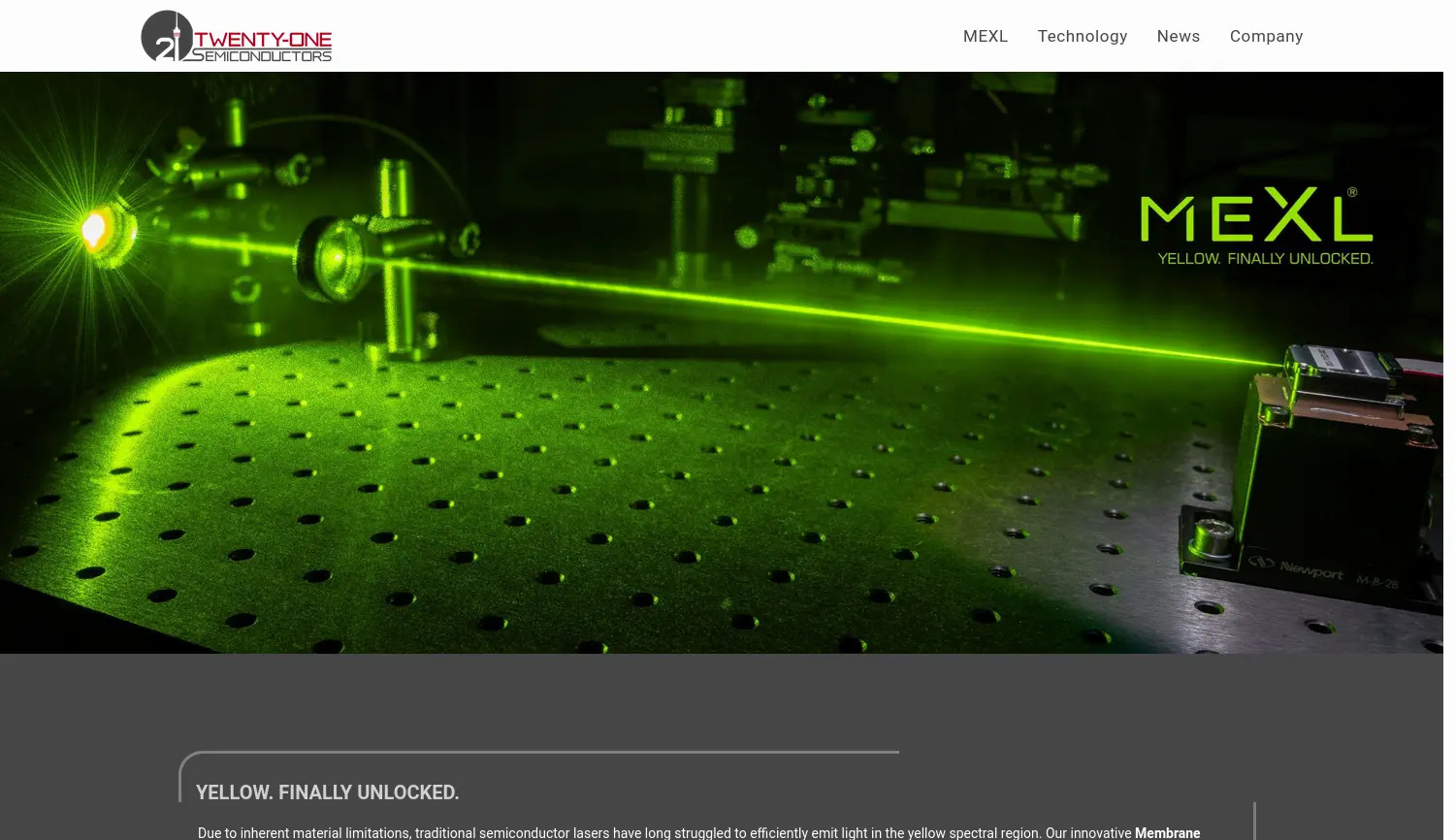 Website der Firma Twenty-One Semiconductors GmbH