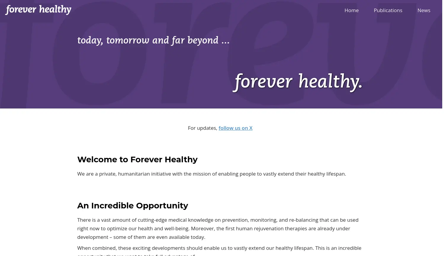 Website der Firma Forever Healthy Foundation gGmbH