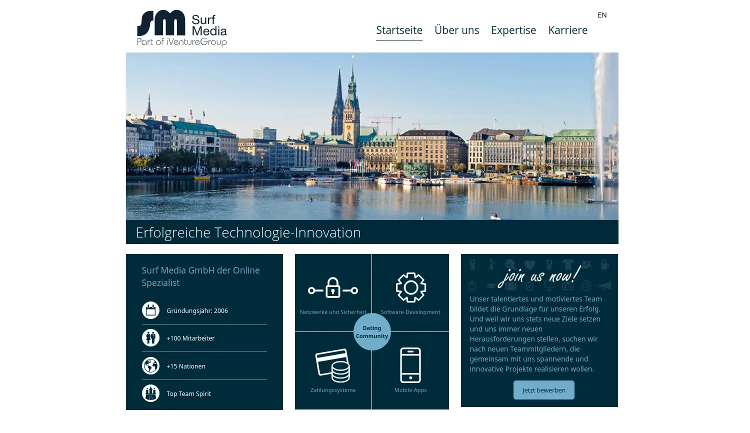Website der Firma Surf Media GmbH