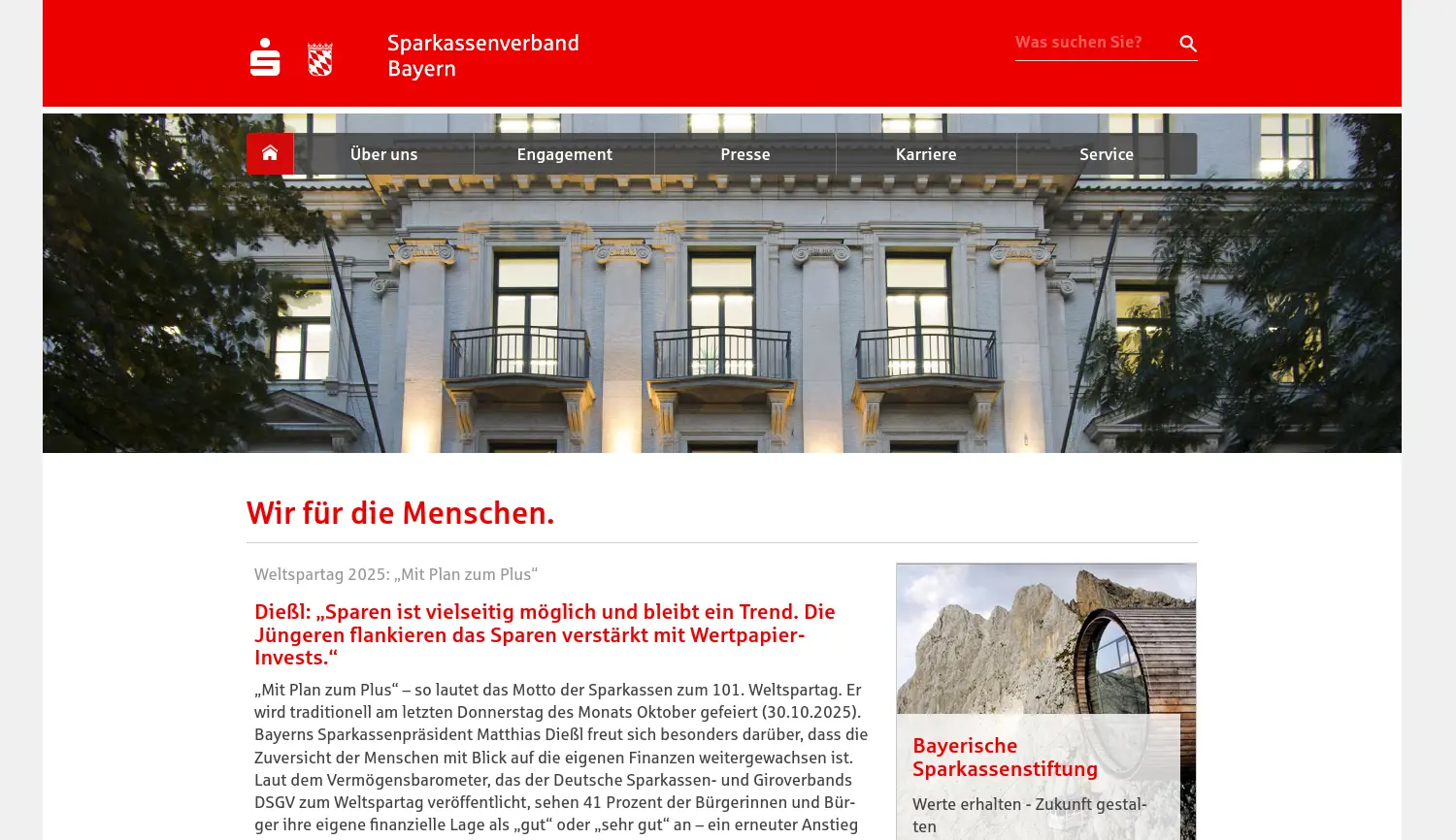 Website der Firma Sparkassenverband Bayern