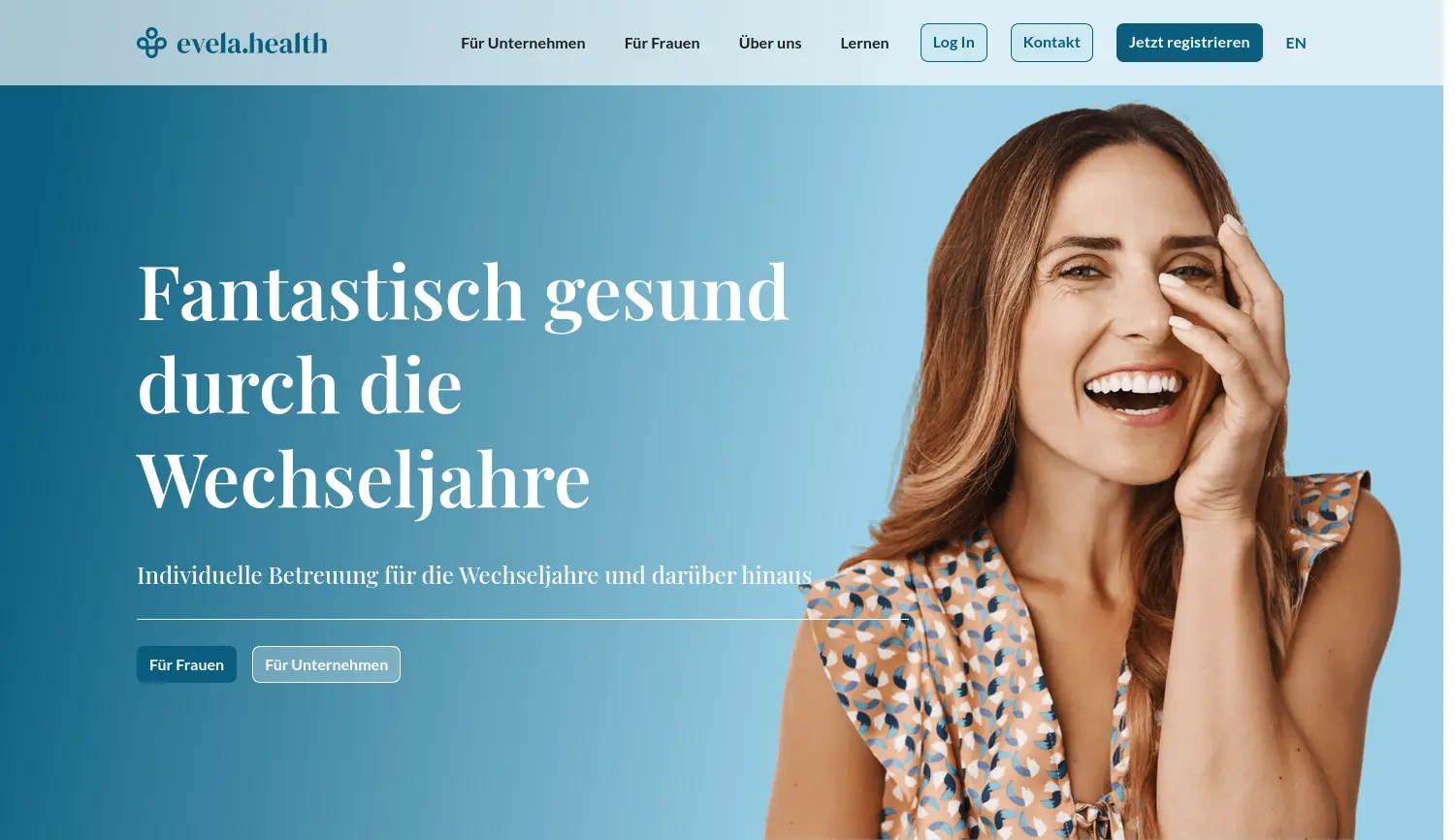 Website der Firma Evela Health GmbH