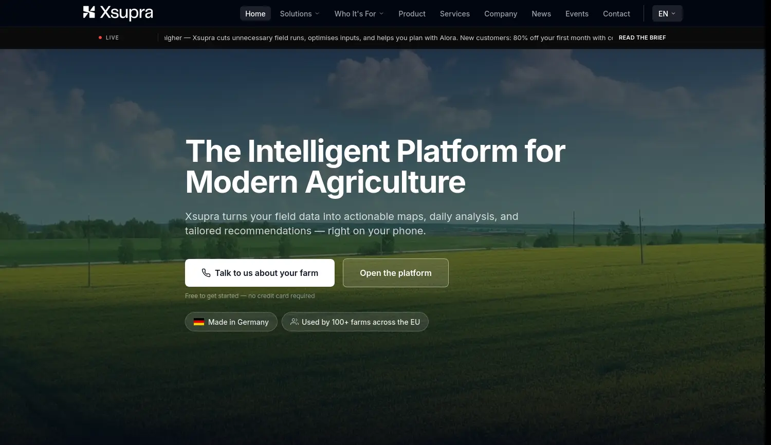 Website der Firma XSUPRA GmbH